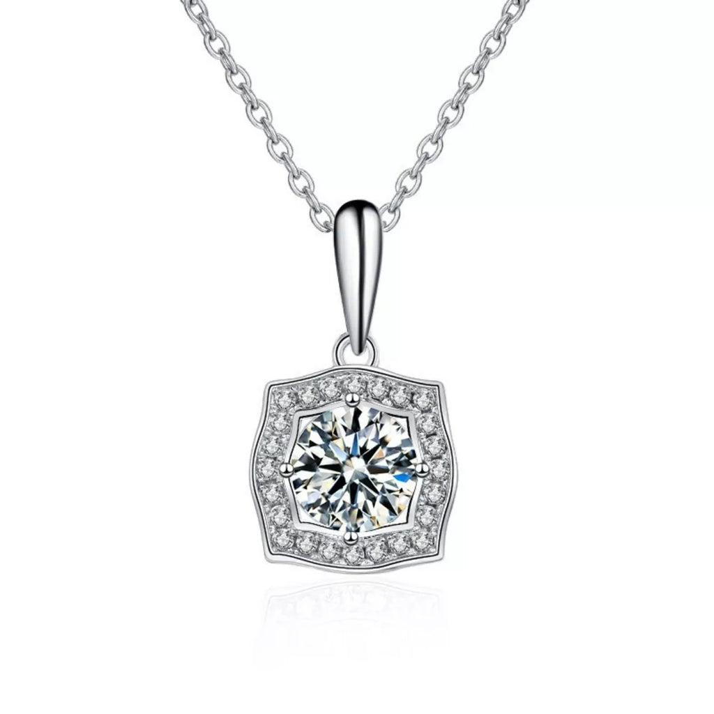 1 Carat Moissanite 925 Sterling Silver Necklace