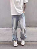 Men's Full Size Washed Wide Leg Jeans Plus Size
