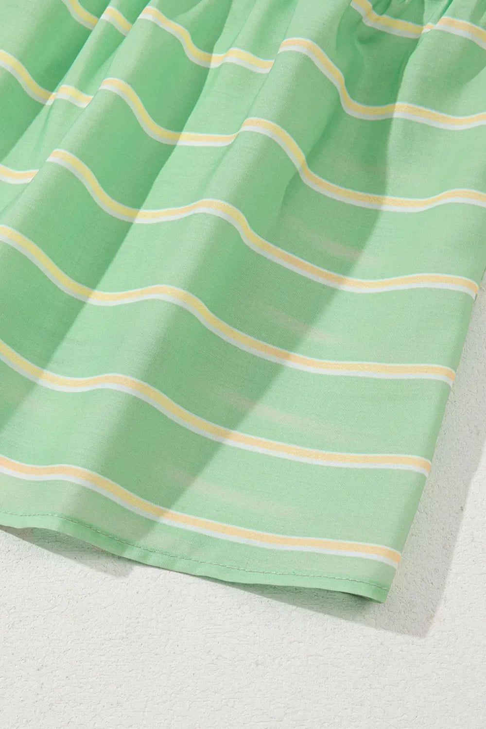 Stripe V Neck Short Sleeve Frilled Detail Dress