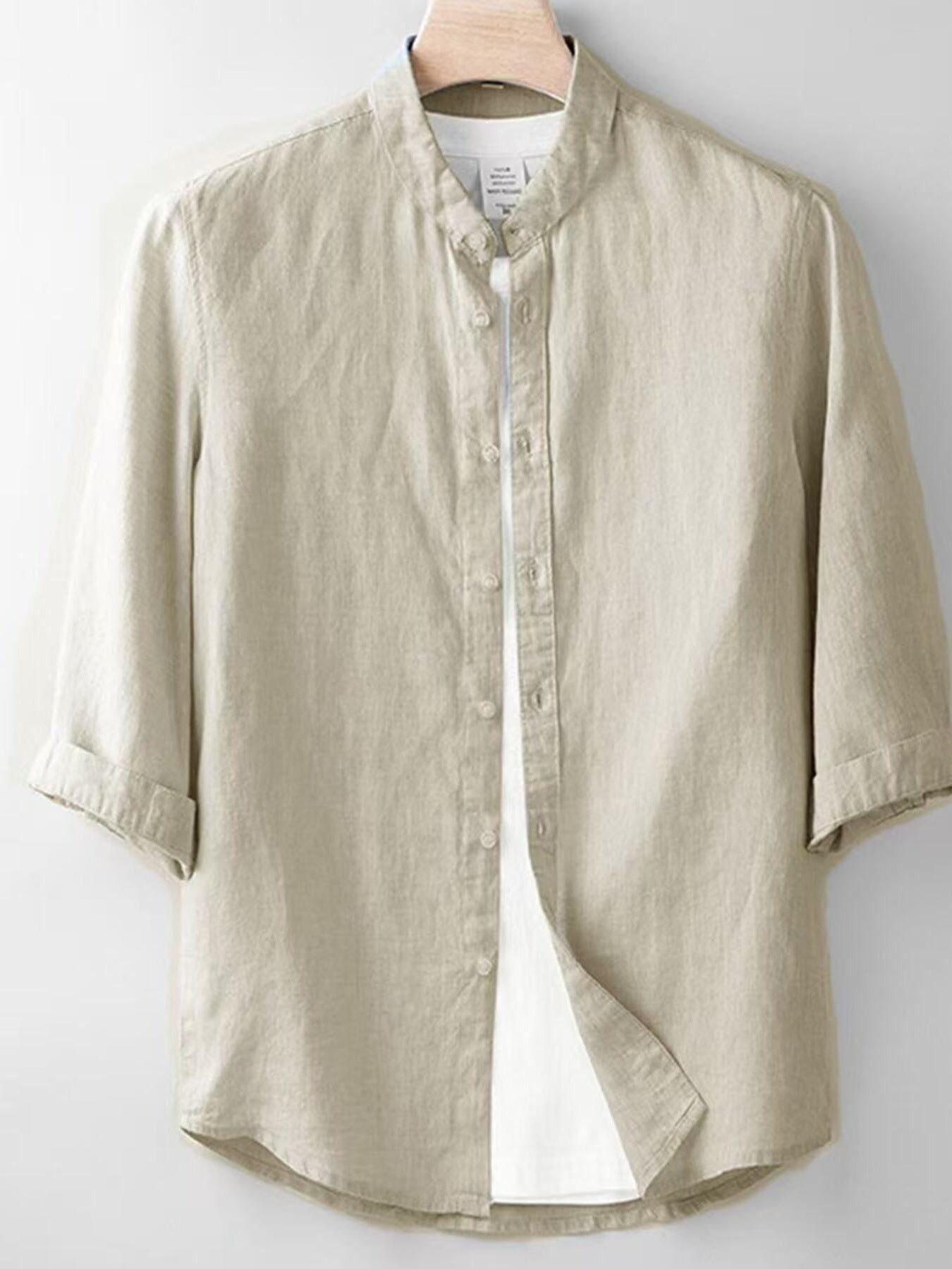 Men's Plus Size Button Up 3/4 Sleeve Shirt