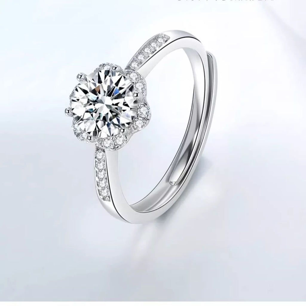 1 Carat Moissanite 925 Sterling Silver Ring