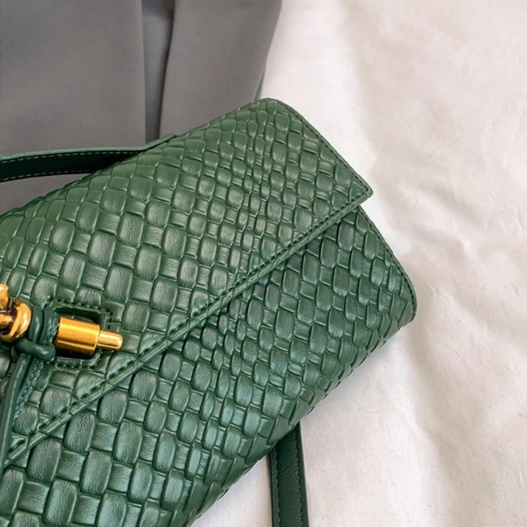 Woven Texture Flap Crossbody Bag