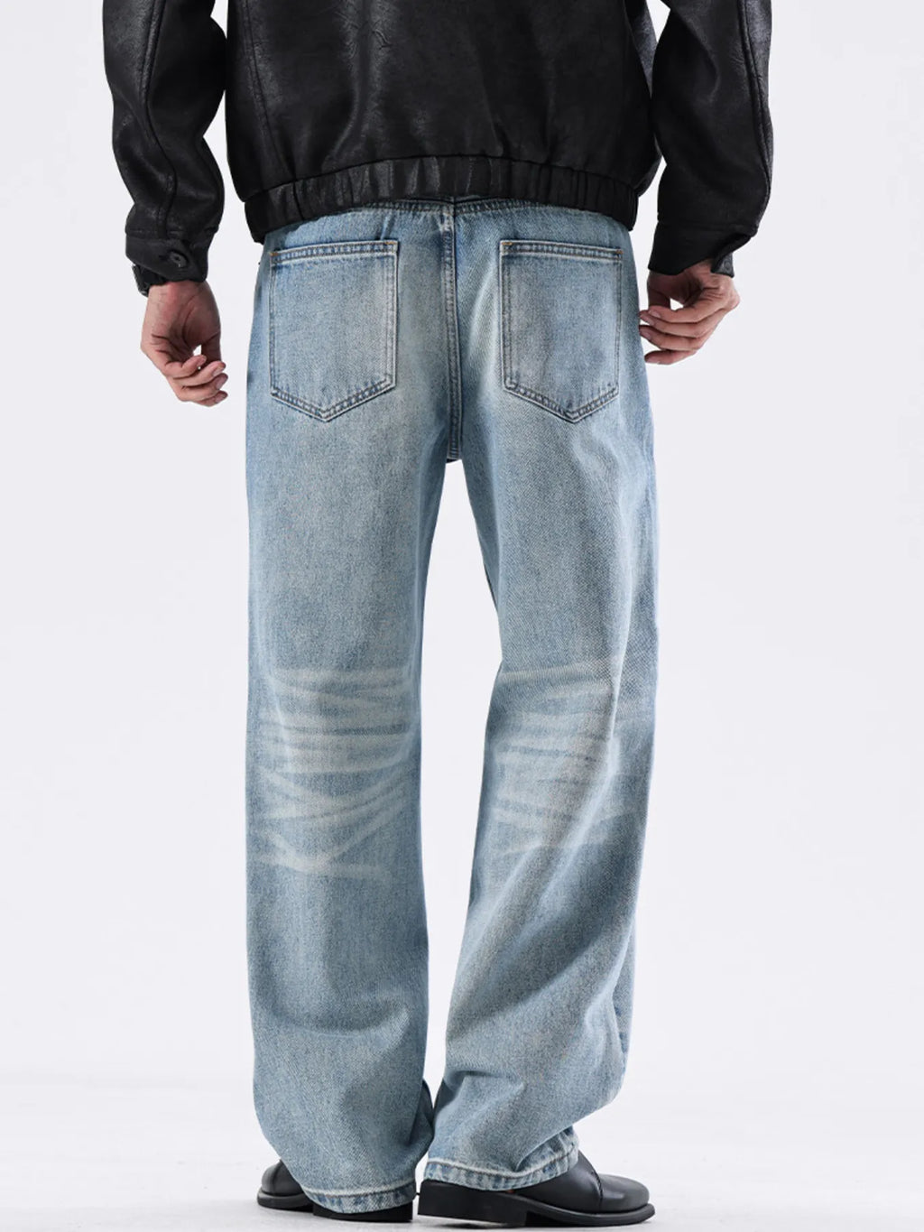 Men's Full Size Washed Wide Leg Jeans Plus Size