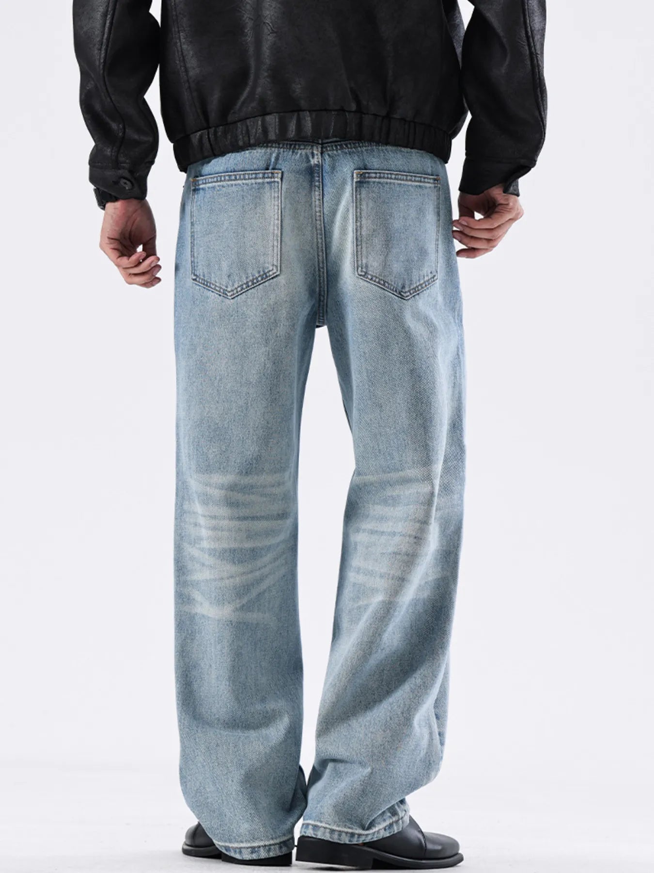 Men's Full Size Washed Wide Leg Jeans Plus Size