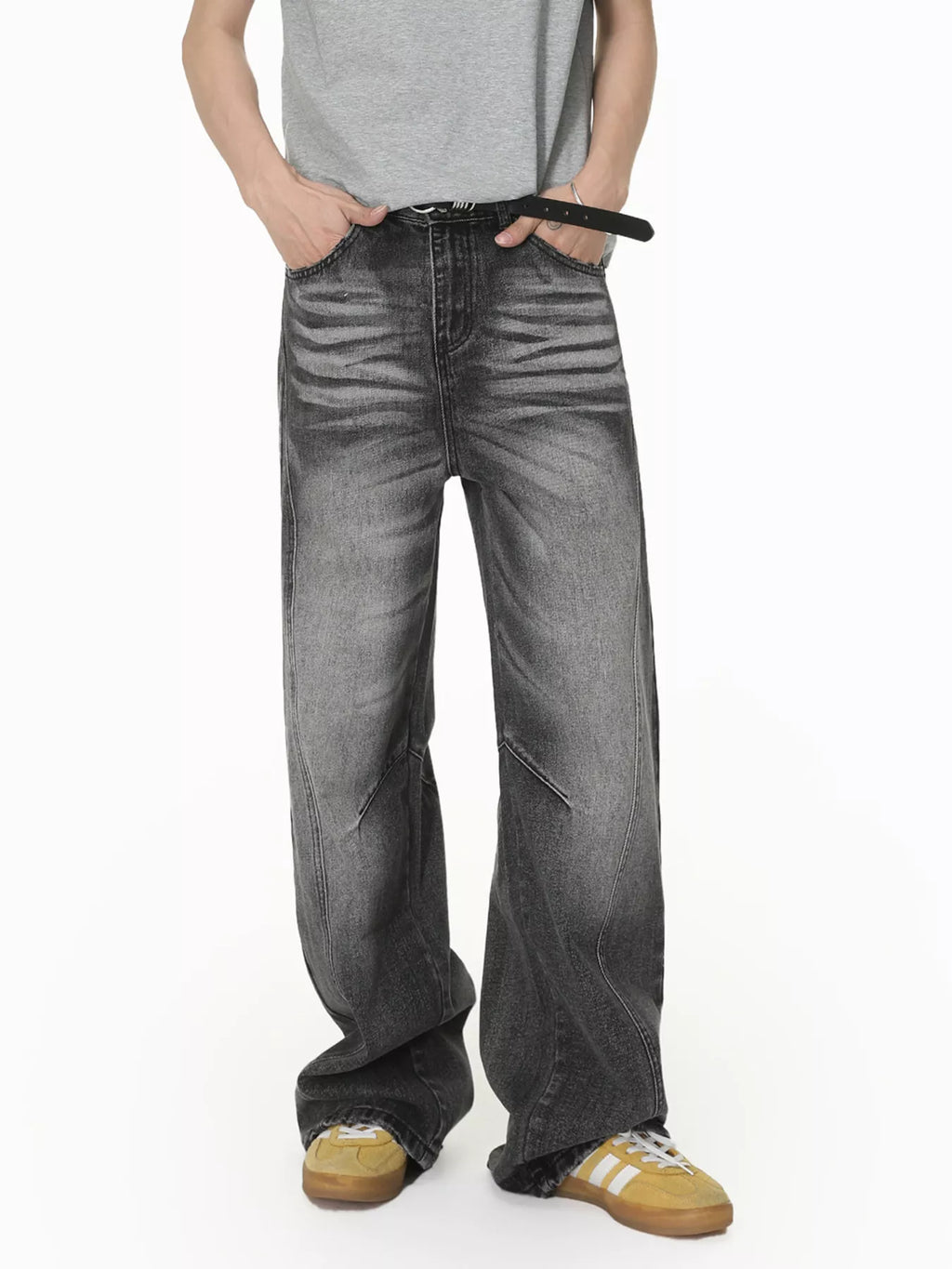 Men's Vintage Wash Wide Leg Jeans