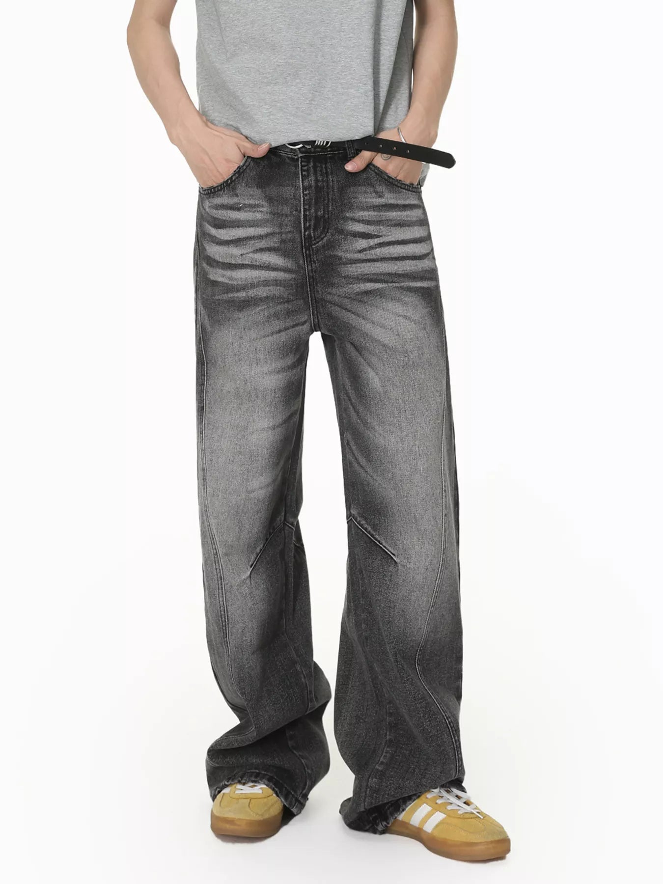 Men's Vintage Wash Wide Leg Jeans