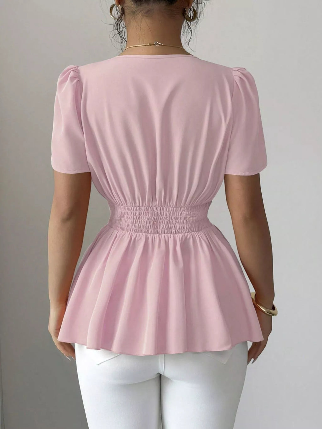 Surplice Short Sleeve Blouse