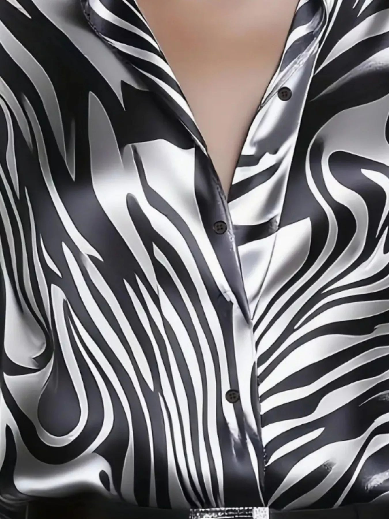 Zebra Print Button Up Shirt