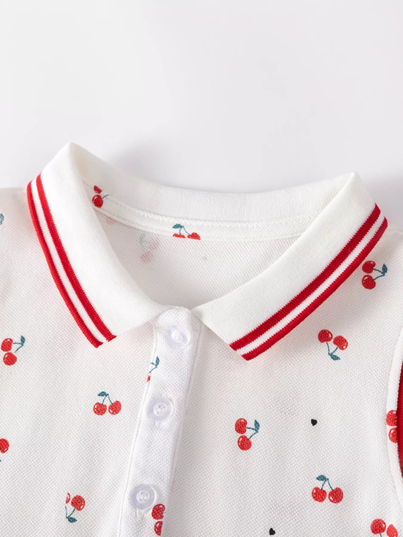 Children's Cherry Print Sleeveless Polo Dress