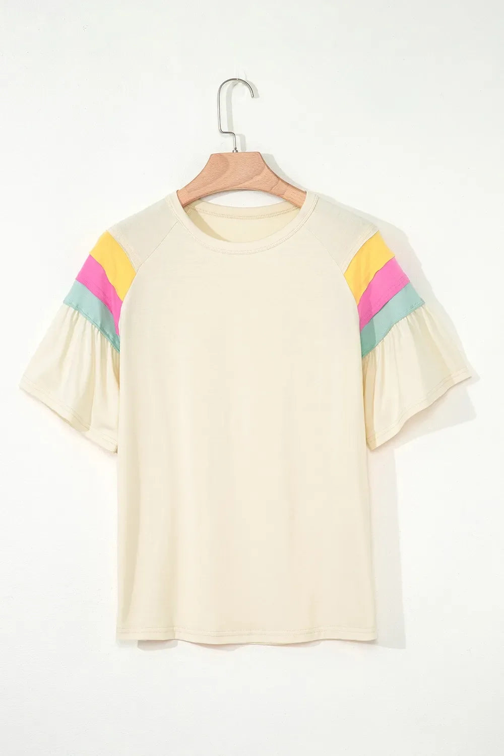 Color Block Stitched Sleeve Loose T Shirt