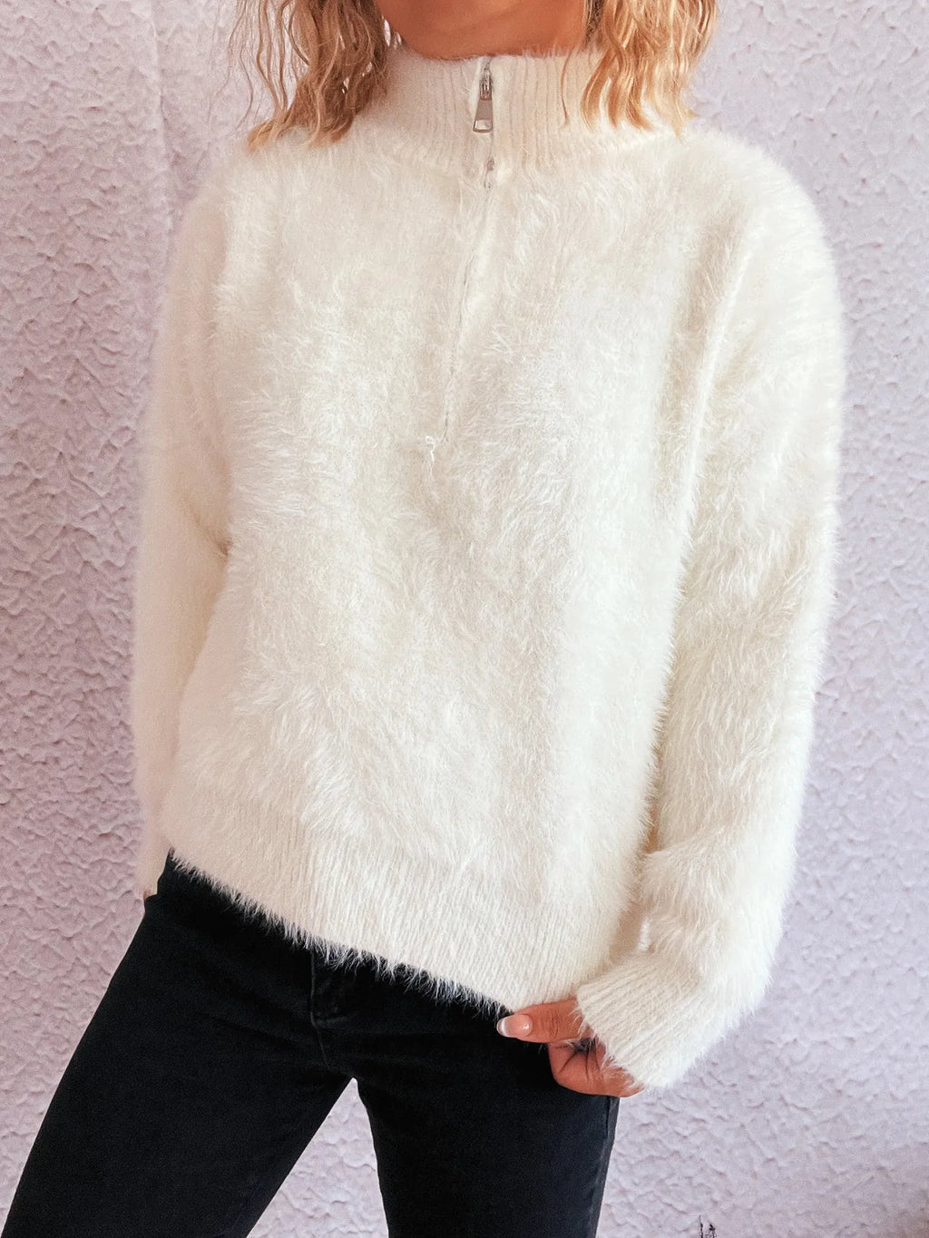 Cozy Fuzzy Half-Zip Sweater