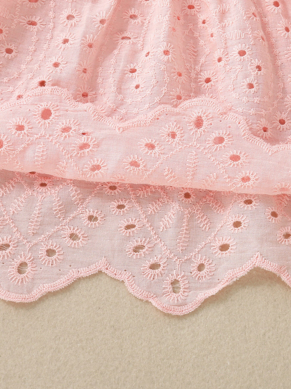 Children's Eyelet Embroidered Ruffled Top and Shorts Set