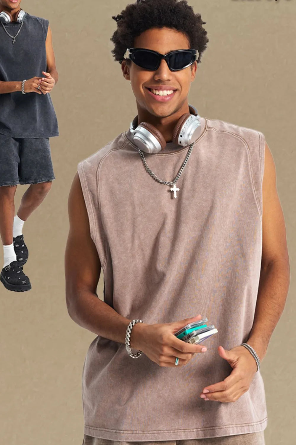 Men's Round Neck Solid Color Tank