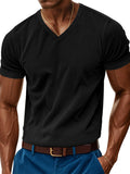 Men's Full Size Ribbed V-Neck T-Shirt Plus Size
