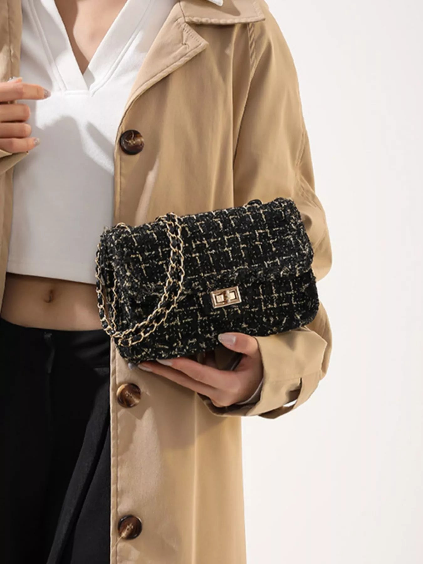 Tweed Flap Crossbody Bag