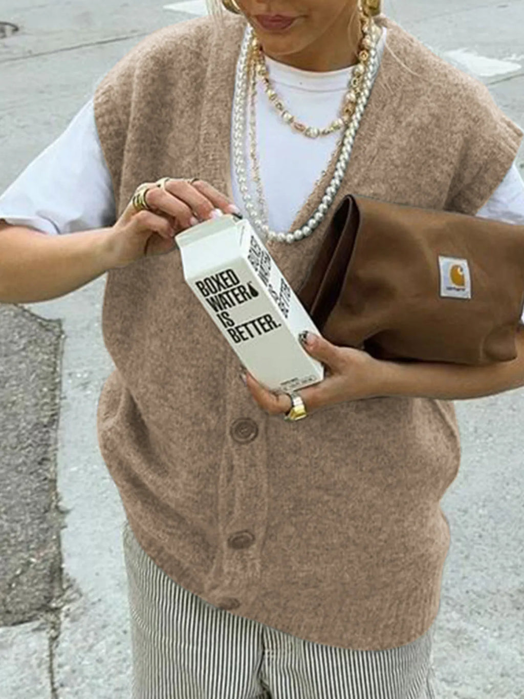 Button-Front Sweater Vest
