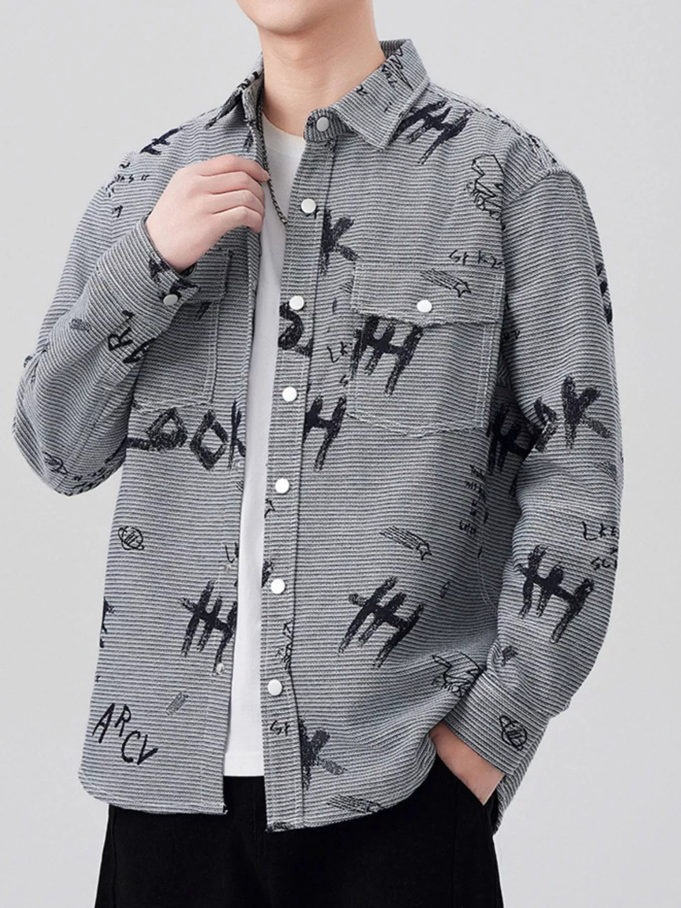 Men's Plus Size Button Up Long Sleeve Shirt