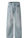 Men's High Waist Washed Straight Jeans