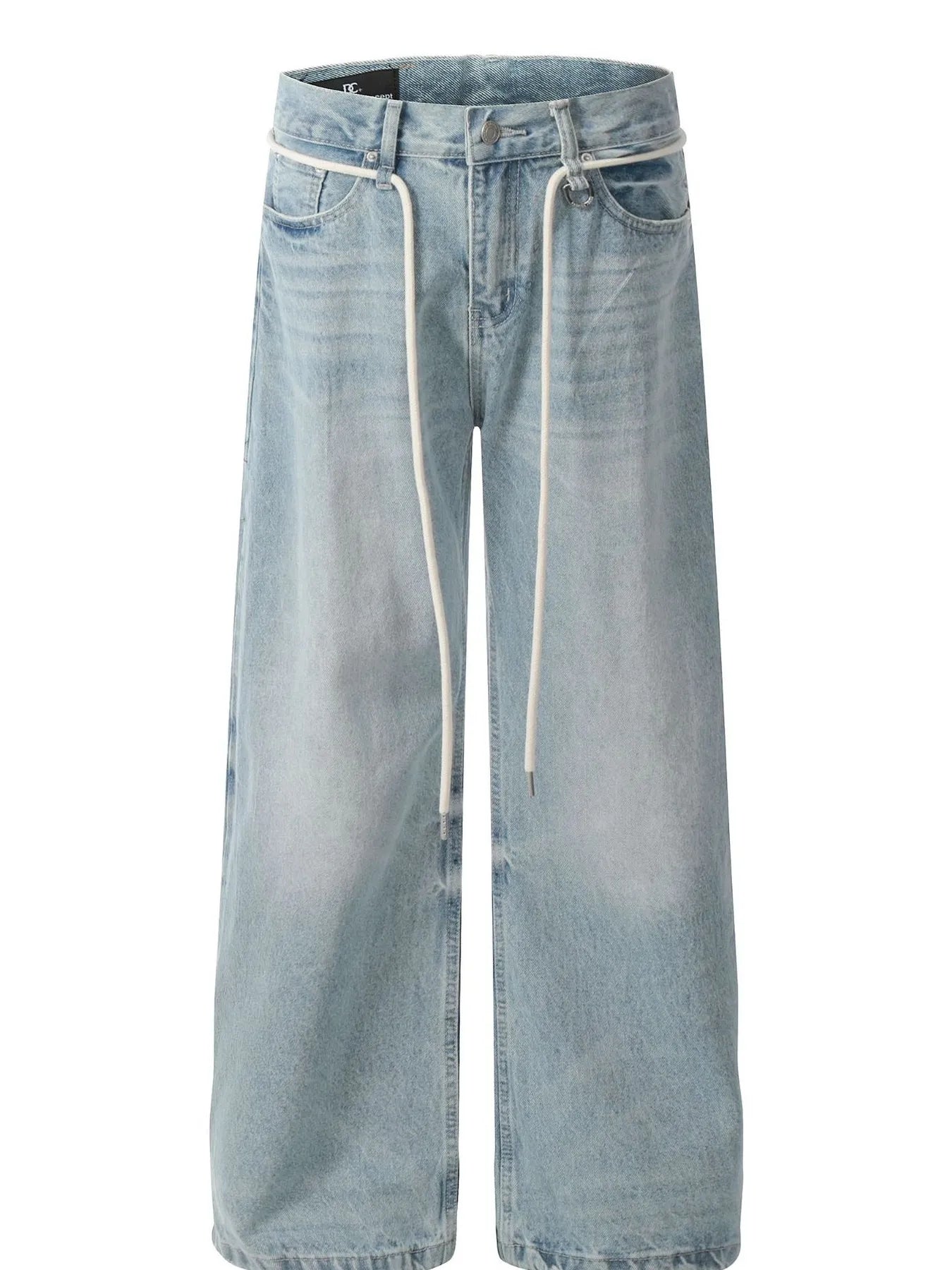 Men's High Waist Washed Straight Jeans
