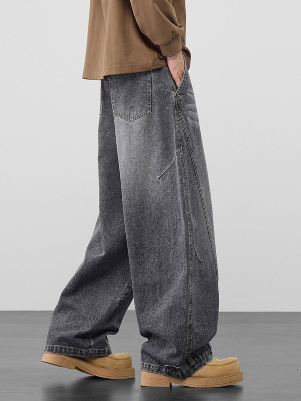 Men's Plus Size Wide Leg Vintage Wash Jeans