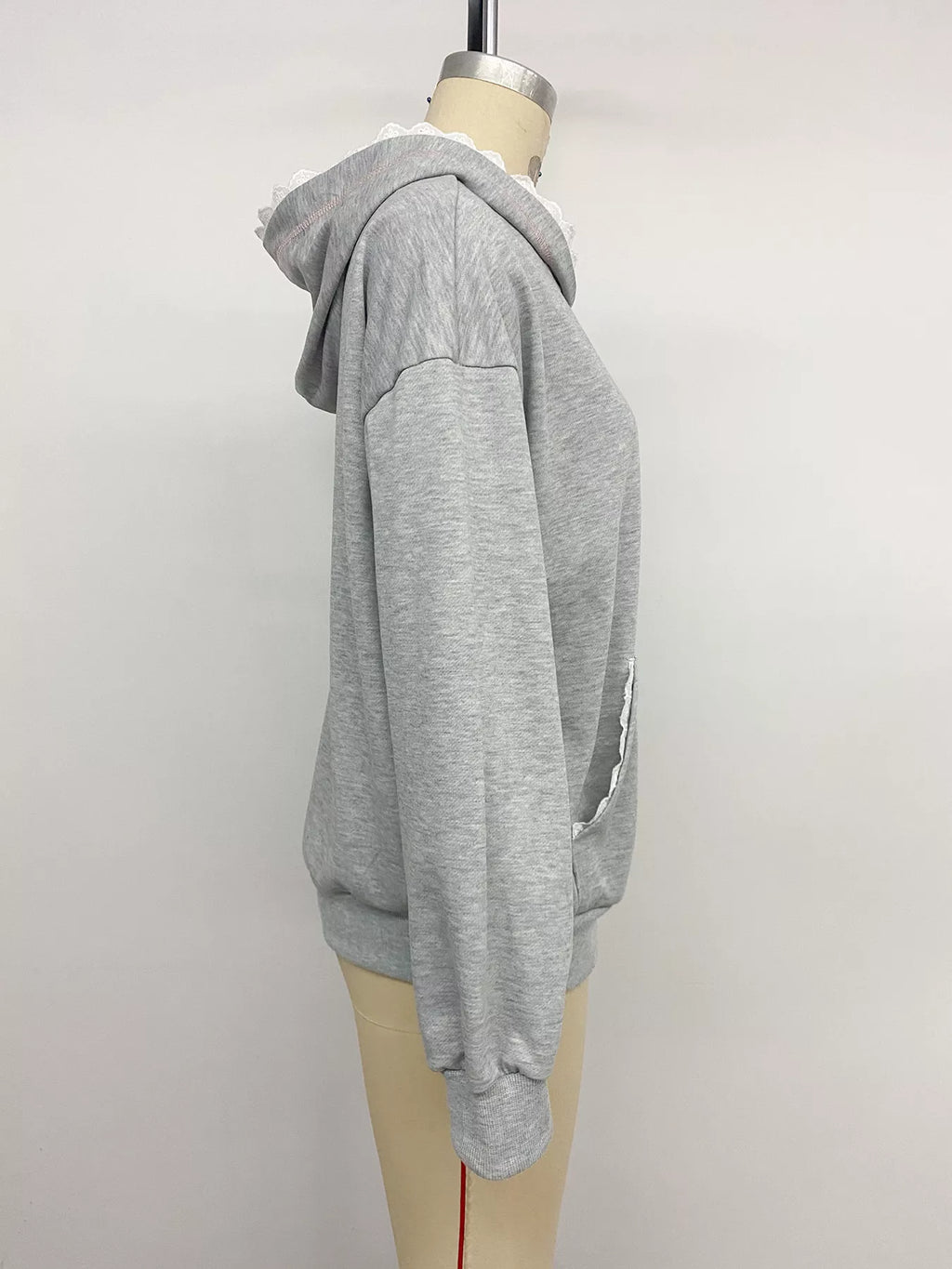 Bow Embroidered Long Sleeve Hoodie