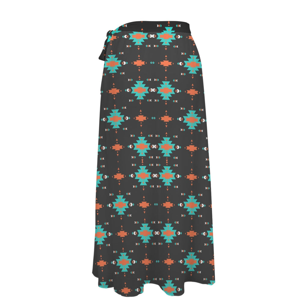 Baha Ranch Orange Aztec Beach Coverup Skirt