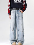 Men's Full Size Distressed Wide Leg Jeans Plus Size