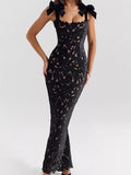 Slit Tie Shoulder Maxi Dress