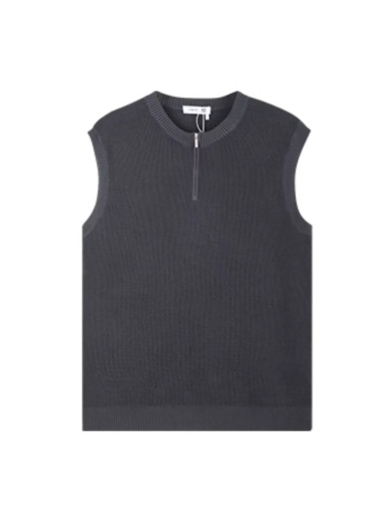 Men's Plus Size Knitted Zip-Up Tank