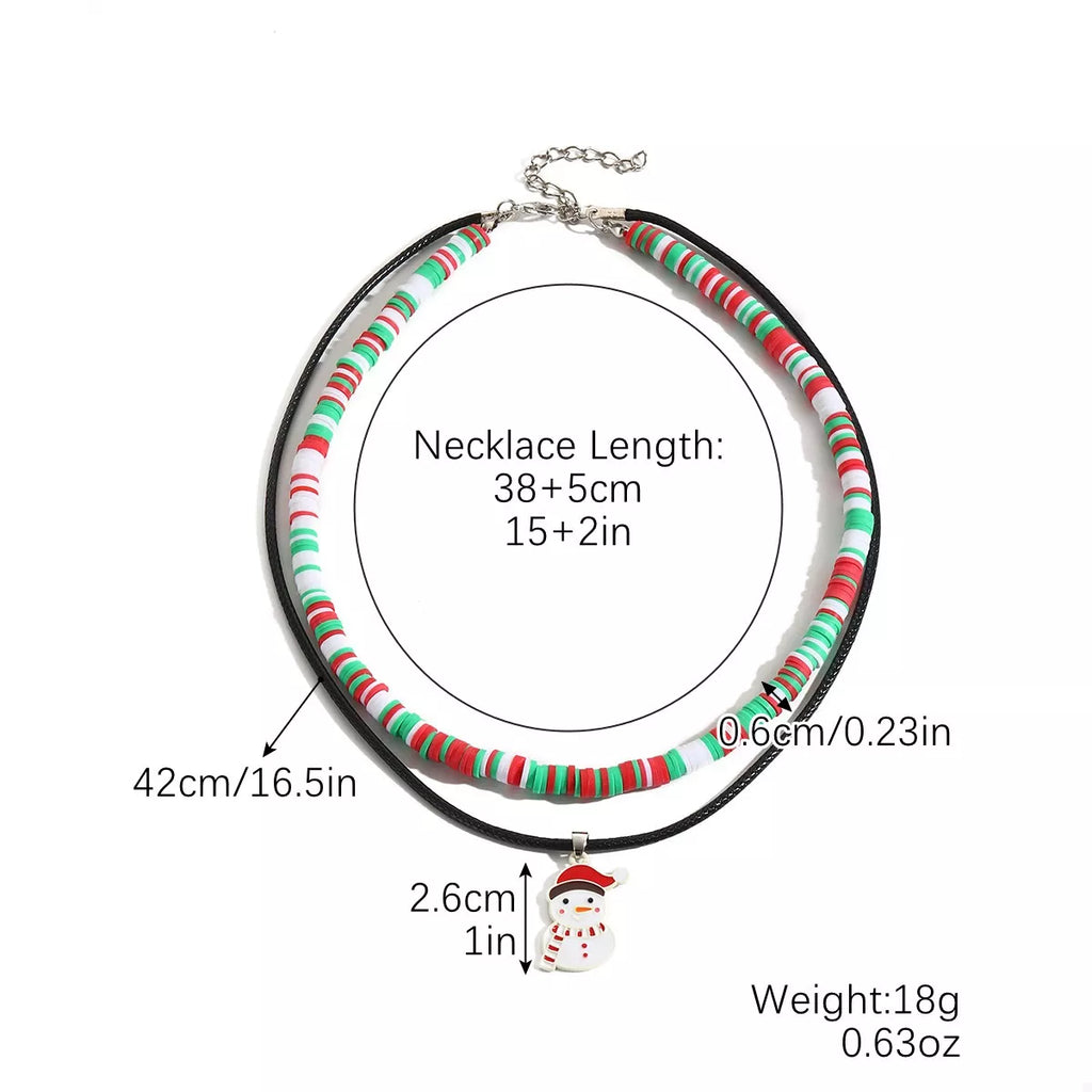 PU Leather Cord Necklace with Christmas Santa Pendant