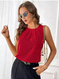 Pleated Round Neck Tank