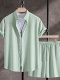 Men's Ribbed Short Sleeve Shirt and Shorts Set
