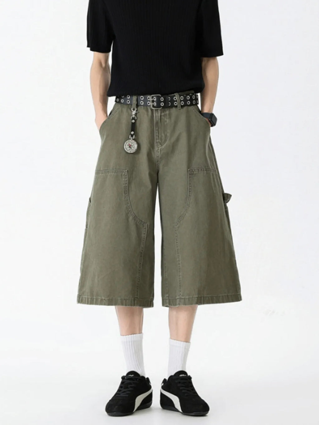 Men's Full Size Wide Leg Cargo Denim Shorts Plus Size