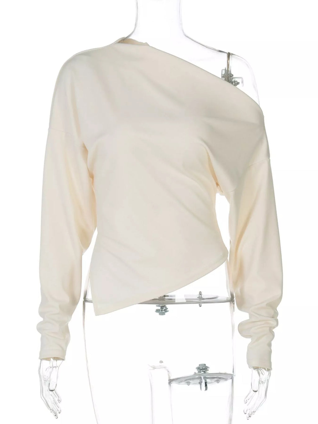 Asymmetrical Off-Shoulder Long Sleeve T-Shirt