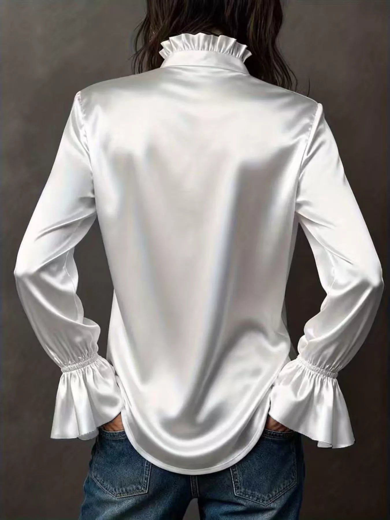 Button Up Flounce Sleeve Shirt