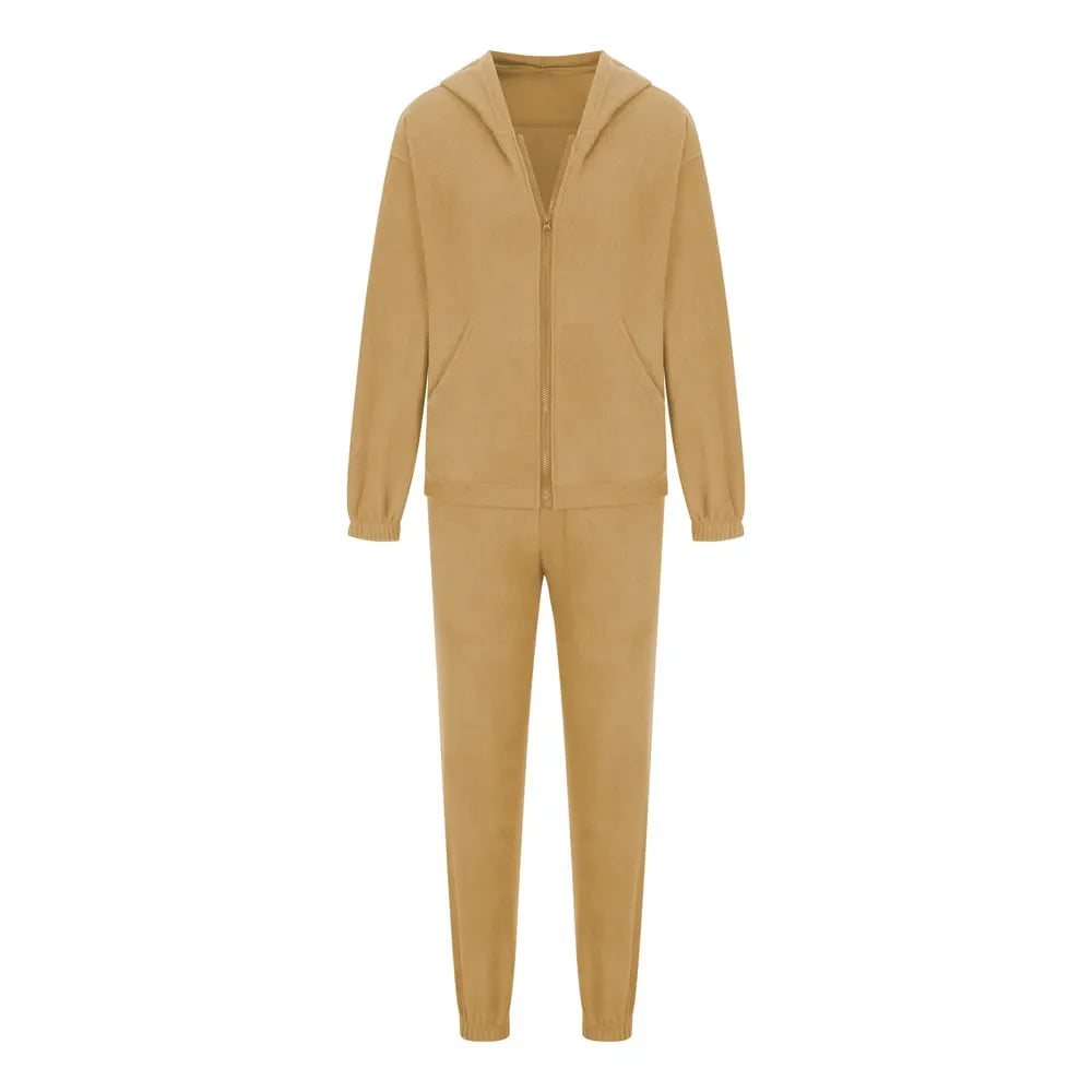 Zip Up Long Sleeve Hoodie and Joggers Set
