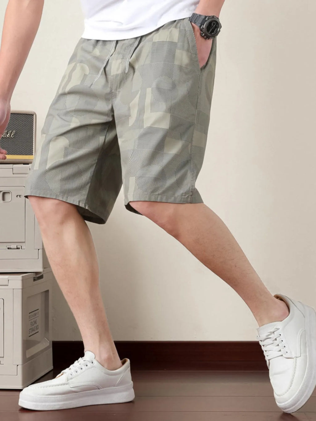 Men's Plus Size Drawstring Shorts with Pockets