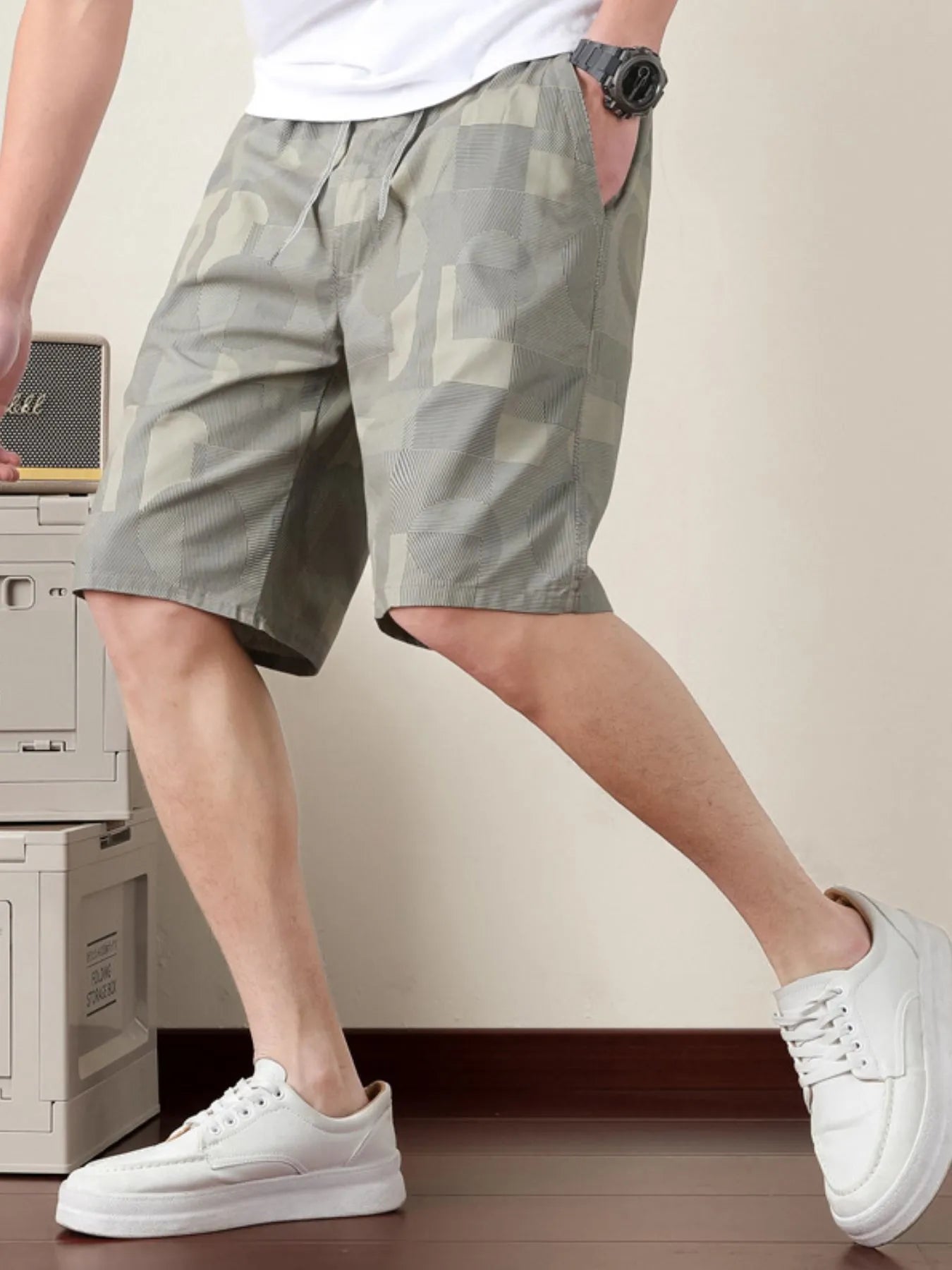 Men's Plus Size Drawstring Shorts with Pockets