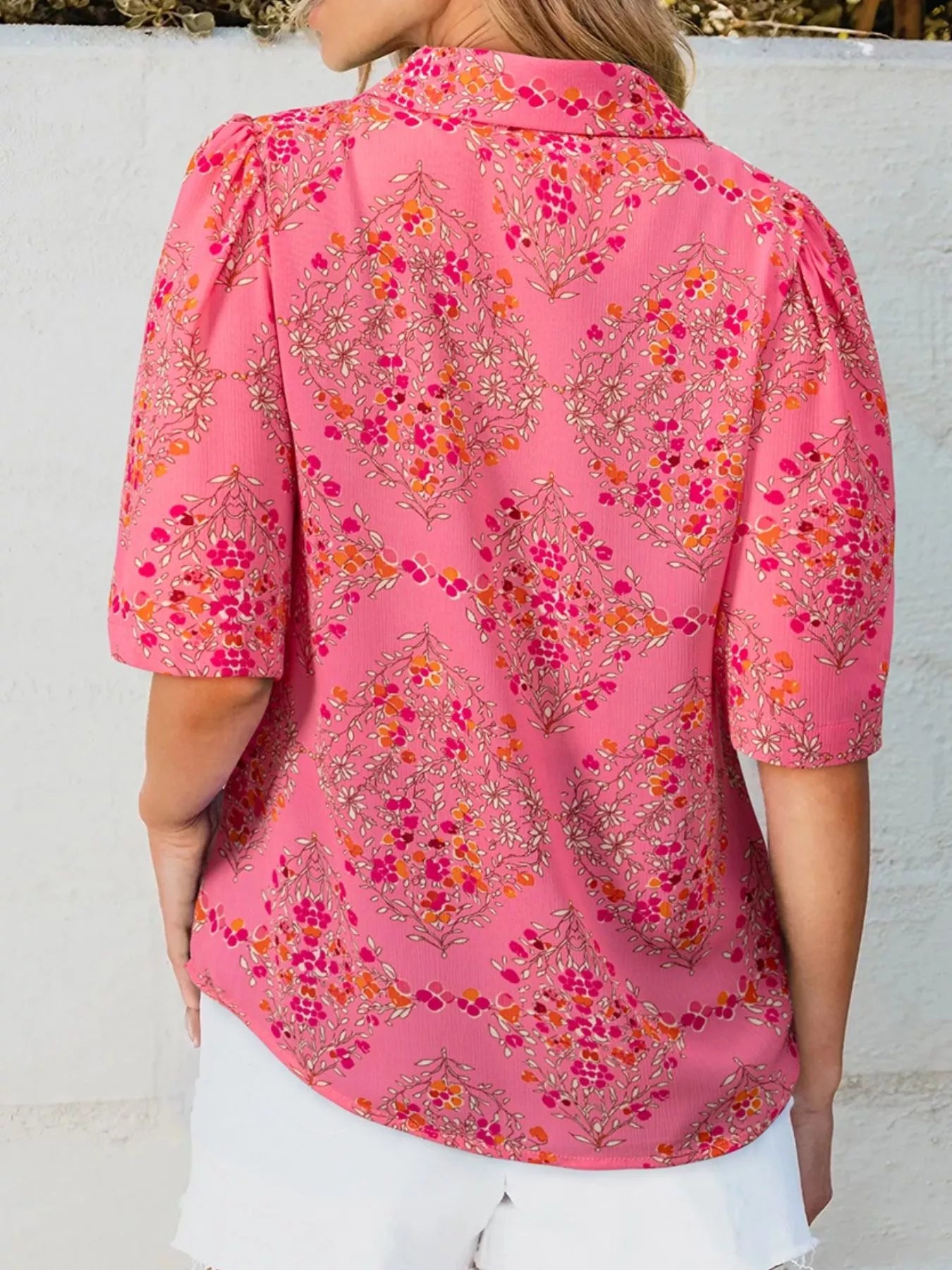 Floral Print Puff Sleeve Shirt