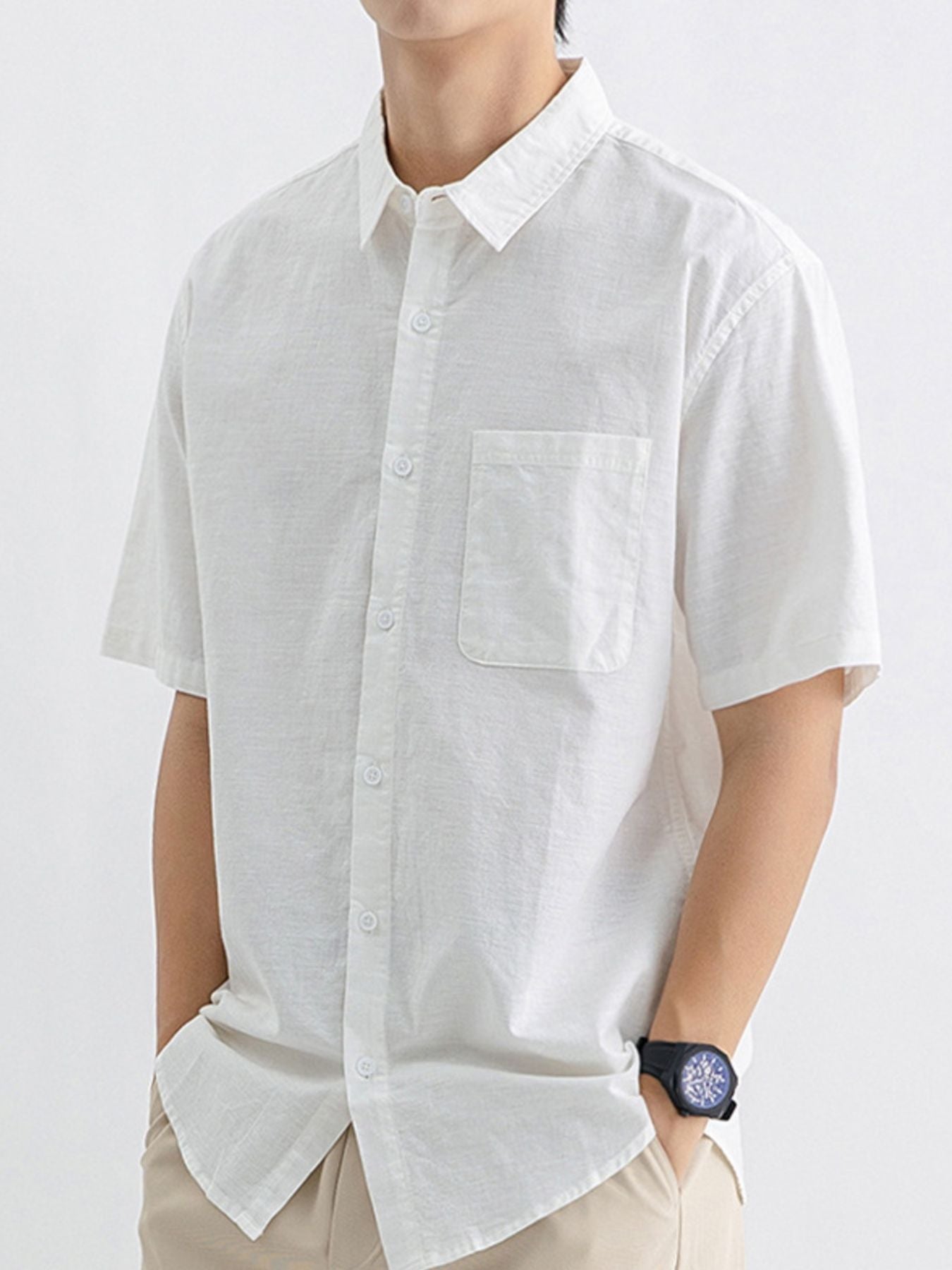 Men's Plus Size Button Up Short Sleeve Shirt