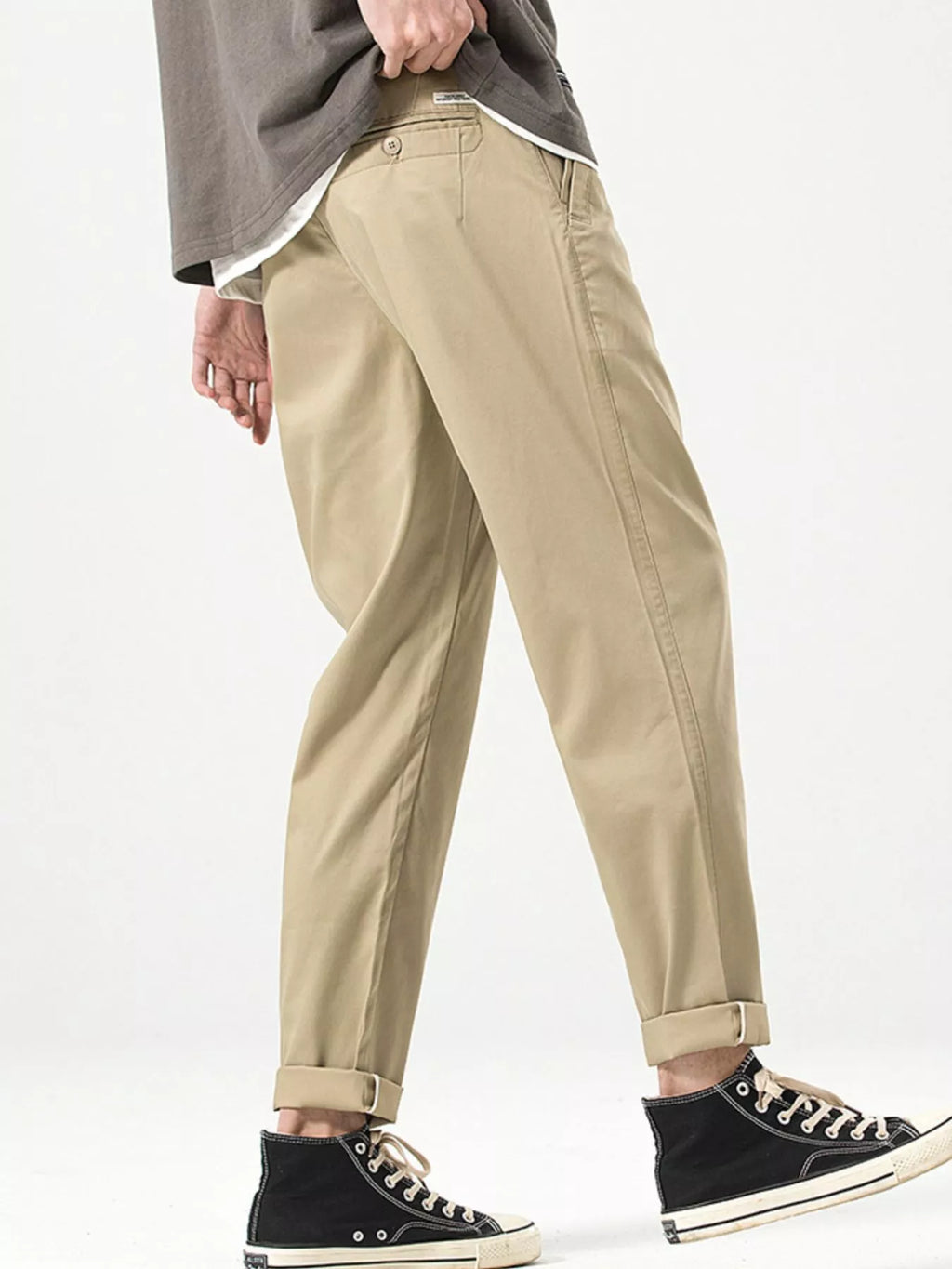 Men's Casual Straight-Leg Cropped Pants