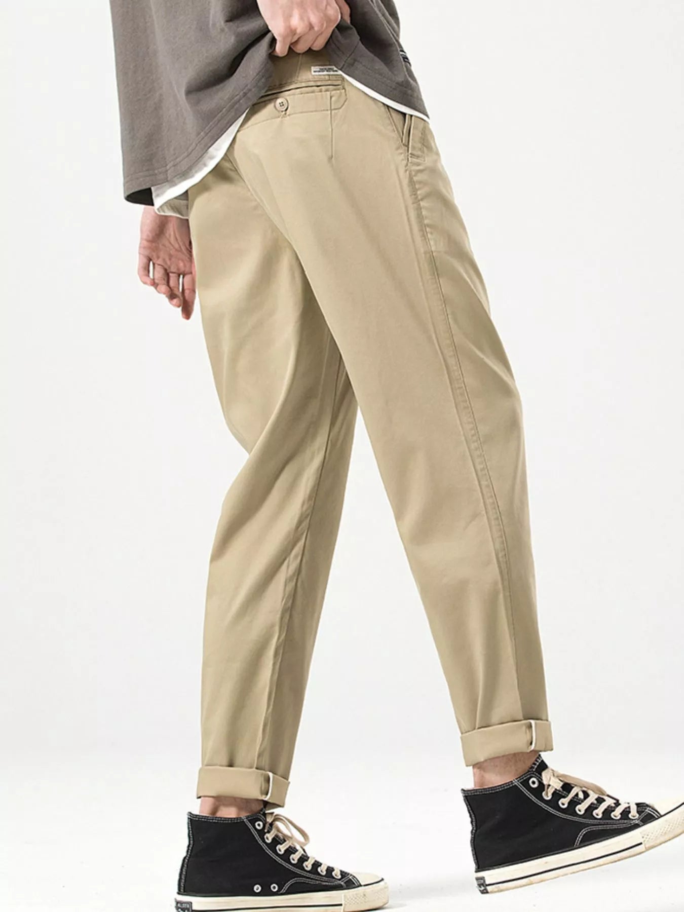 Men's Casual Straight-Leg Cropped Pants