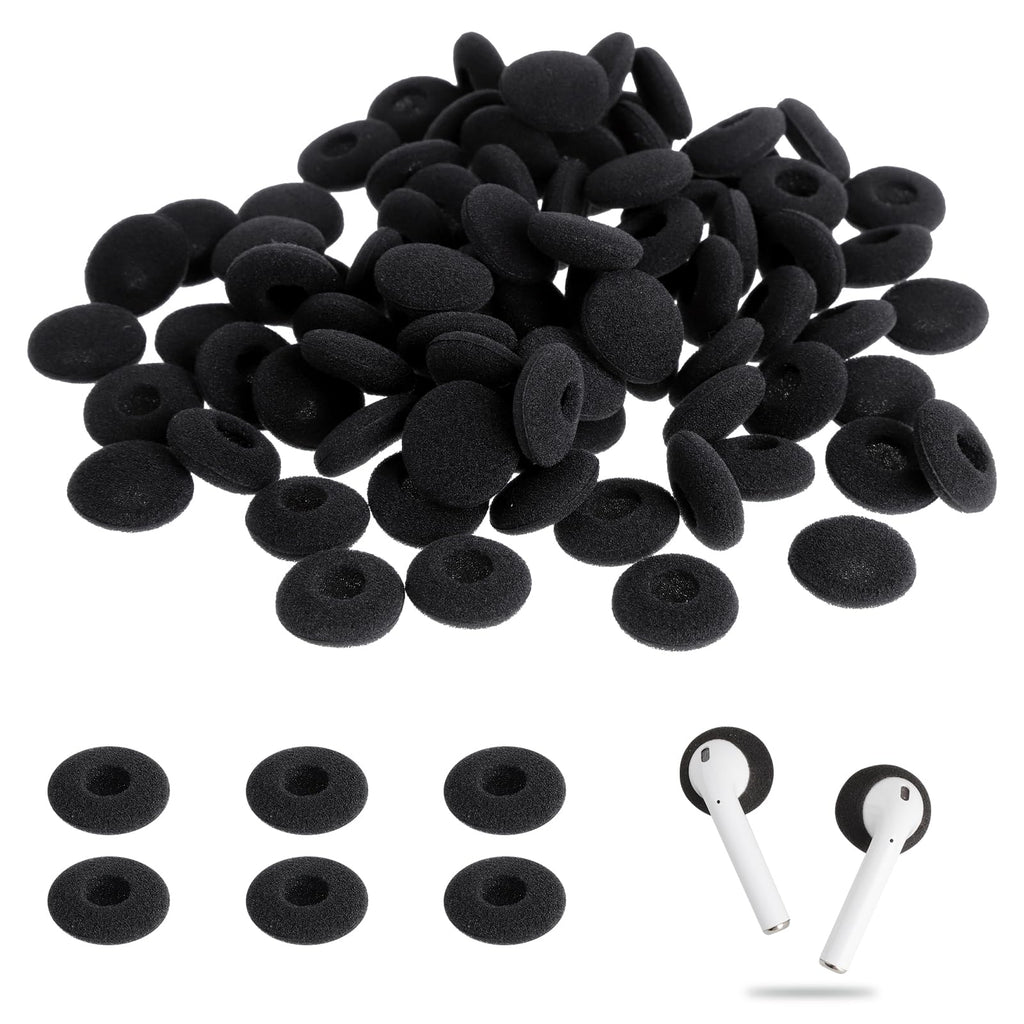 LLMSIX 100PCS Foam Earphone Earbud Soft Earphone Ear Buds Tips Earbud Noise Isolation Cover Caps Replacement Sponge Covers for Earphone Diameter 18MM (Black)