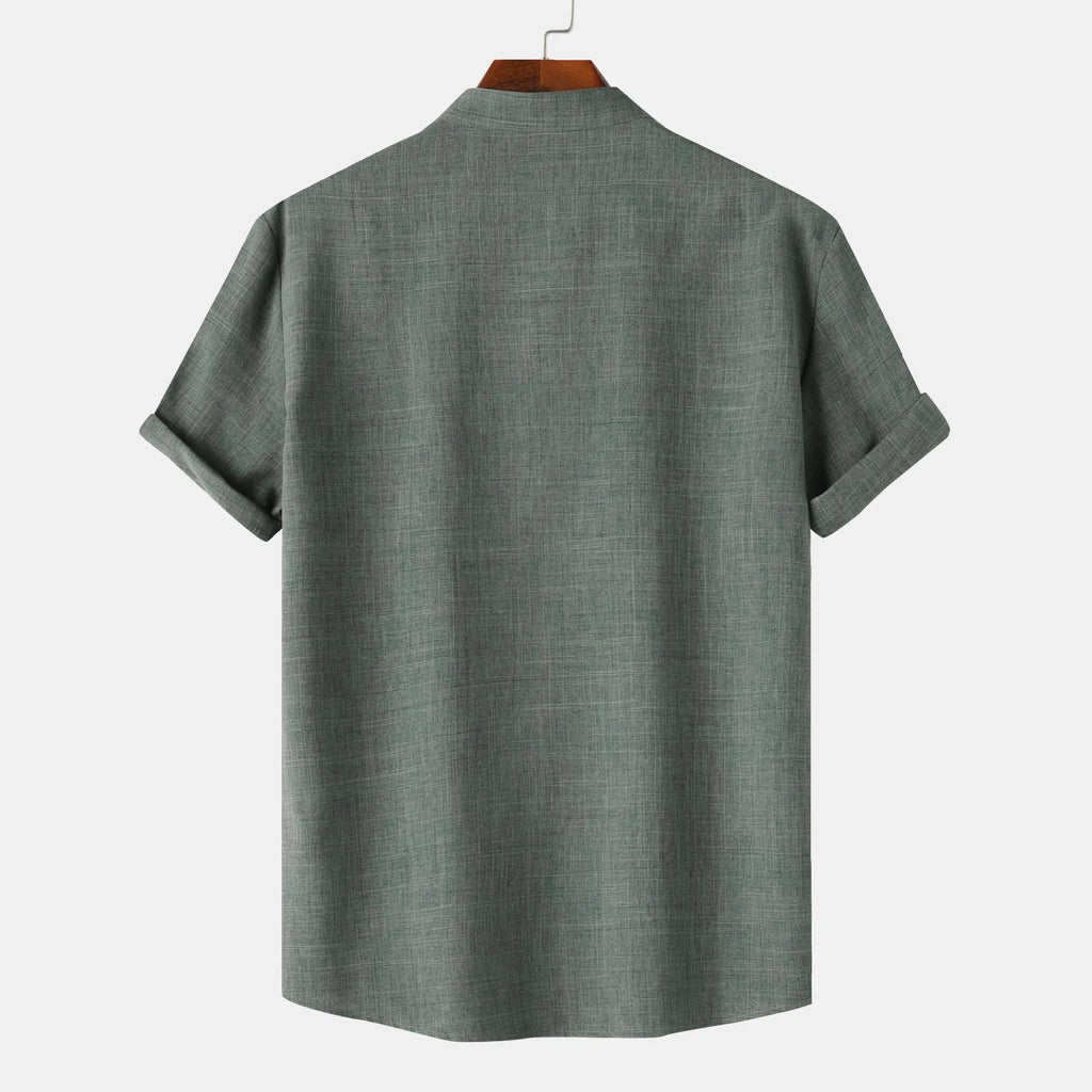 Men's Casual Short Sleeve Henley Blouse