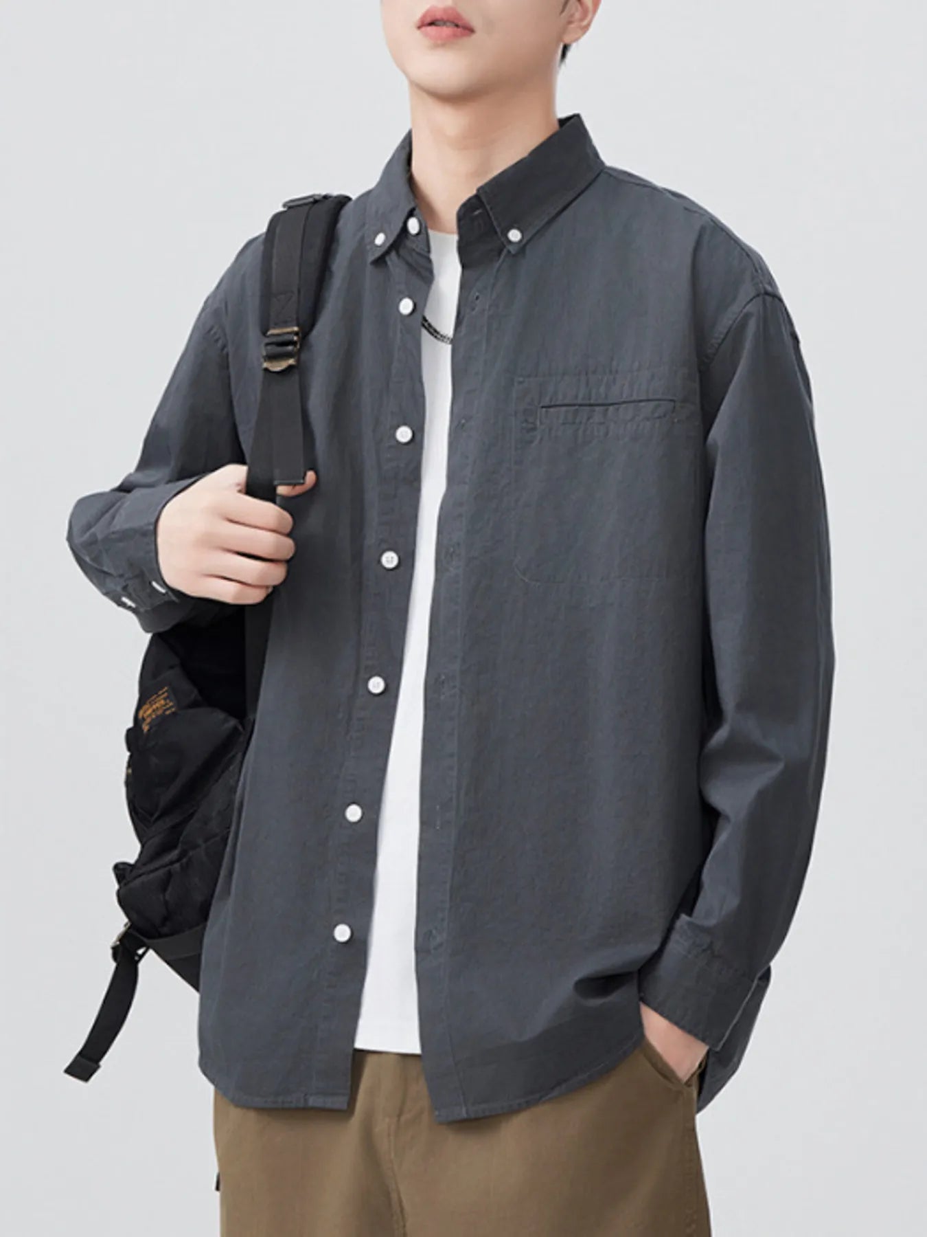 Men's Plus Size Button Up Long Sleeve Shirt