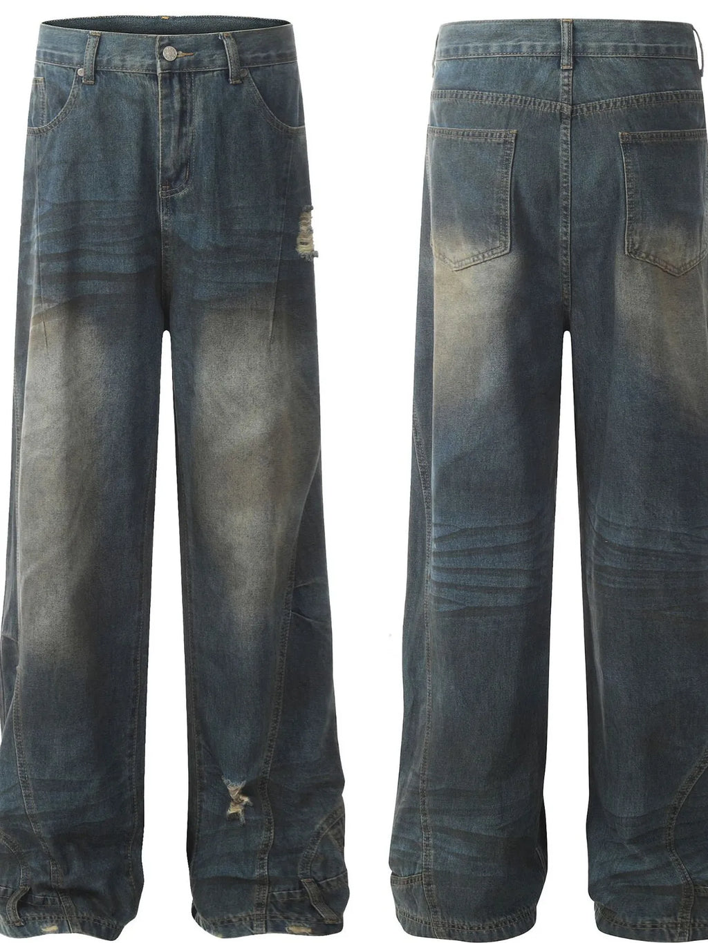 Men's Distressed Wide Leg Jeans