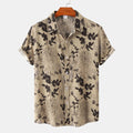 Men's Plus Size Floral Print Short Sleeve Button Down Shirt