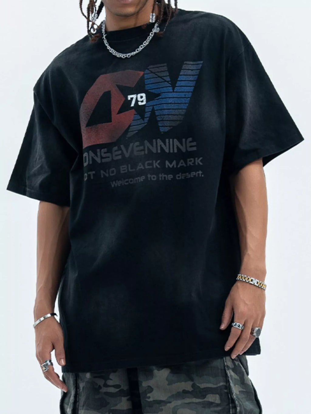 Men's Letter Round Neck Half Sleeve T-Shirt