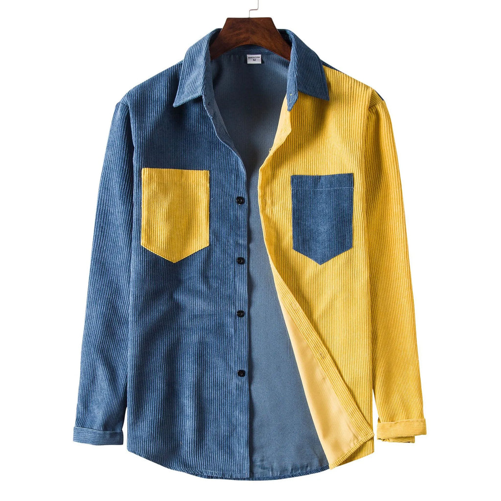 Men's Plus Size Two Tone Long Sleeve Shirt