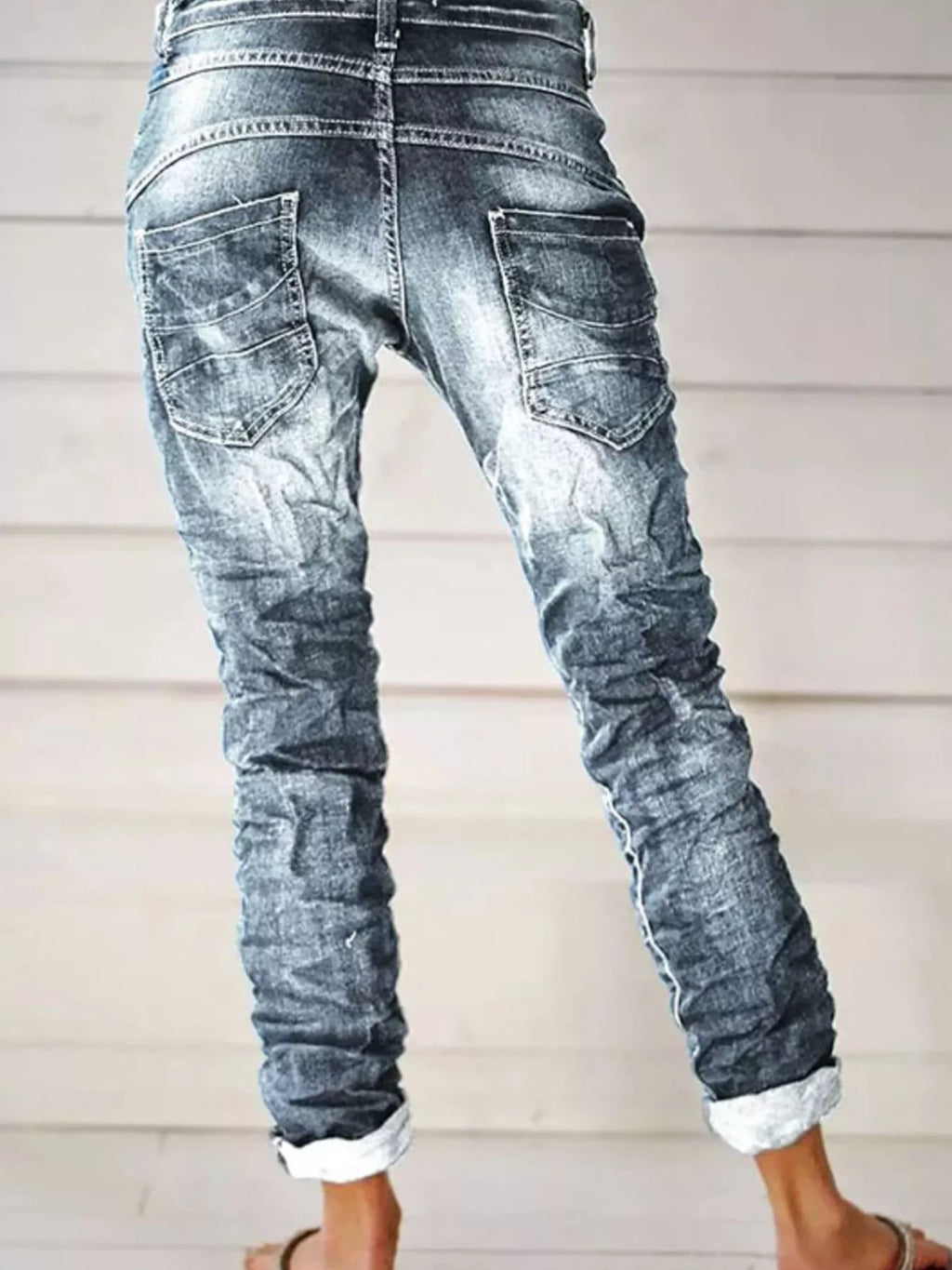 Full Size Washed Button-Fly Jeans Plus Size